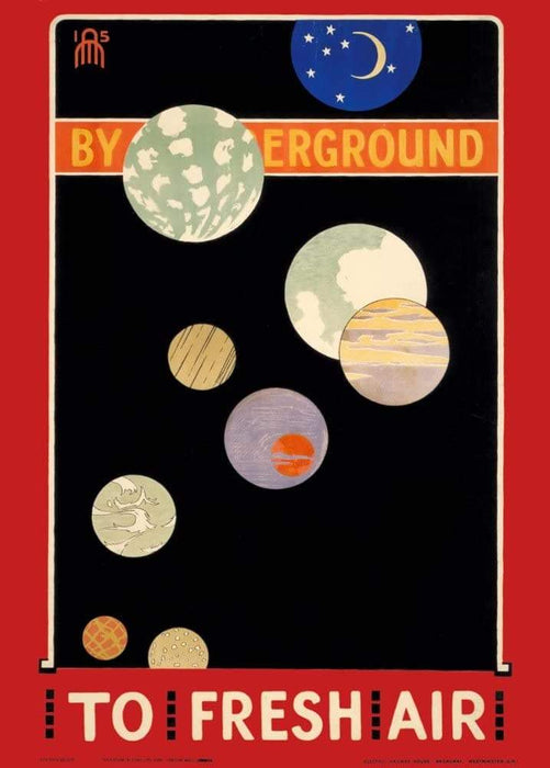 Vintage London Underground 'Underground to Fresh Air', England, 1915, Reproduction Vintage Travel Poster
