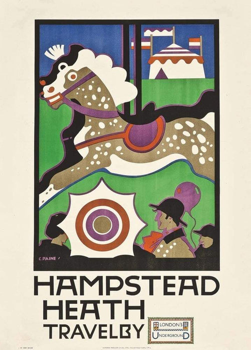 Vintage London Underground 'Hampstead Heath', 1922, Reproduction Classic Art Deco English Travel Poster