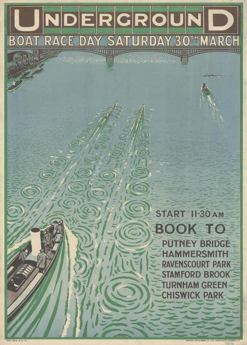 Vintage London Underground 'The Boat Race', 1913, Reproduction Classic English Travel Poster