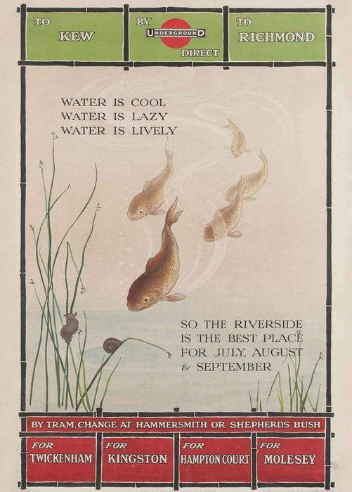 Vintage London Underground 'Kew Gardens', 1915, Reproduction Vintage Art Deco Travel Poster