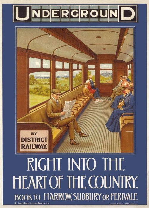 Vintage London Underground 'Right into The Heart of The Country', Reproduction Vintage Classic English Travel Poster