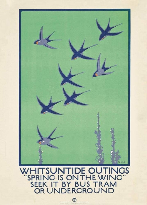 Vintage London Underground 'Whitsuntide Outings', England, 1921, Reproduction Vintage Art Deco Travel Poster