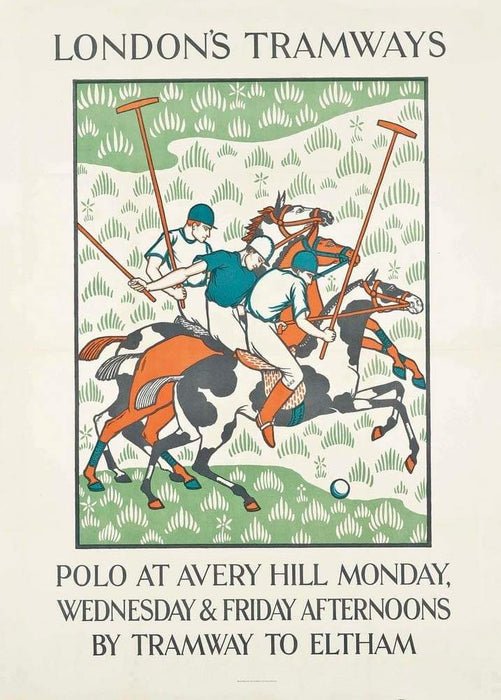 Vintage London Underground 'Polo at Avery Hill', 1923, Reproduction English Art Deco English Travel Poster
