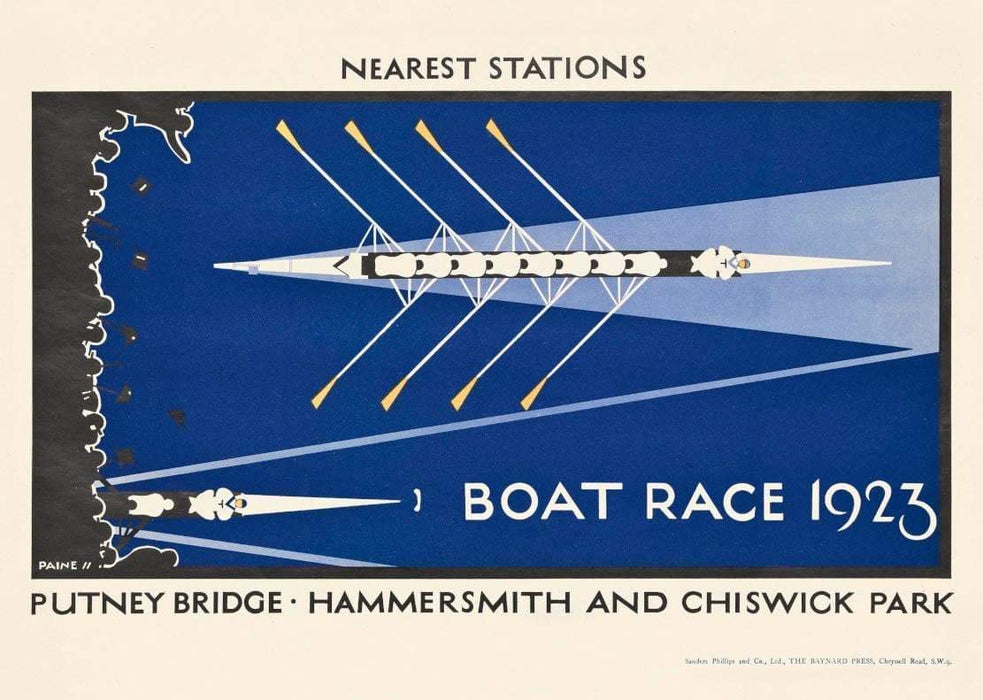 Vintage London Underground 'The Boat Race', 1923, Reproduction Art Deco English Travel Poster