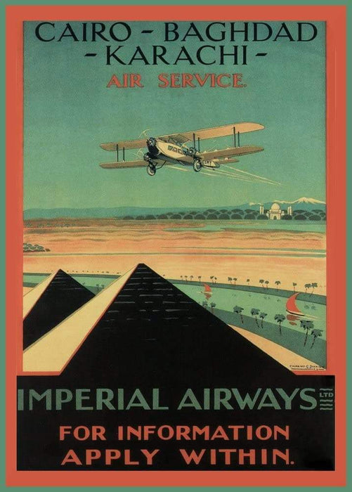 Vintage Travel Pakistan 'Imperial Airways to Pakistan, Egypt and Irag', Circa. 1920-30's, Reproduction Vintage Art Deco Travel Poster
