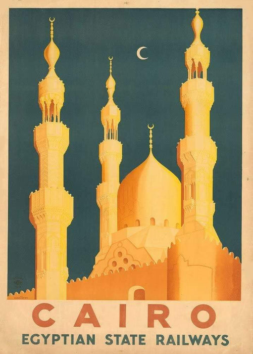Vintage Travel Egypt 'Cairo with Egyptian State Railways', 1931, Reproduction Vintage Art Deco Travel Poster