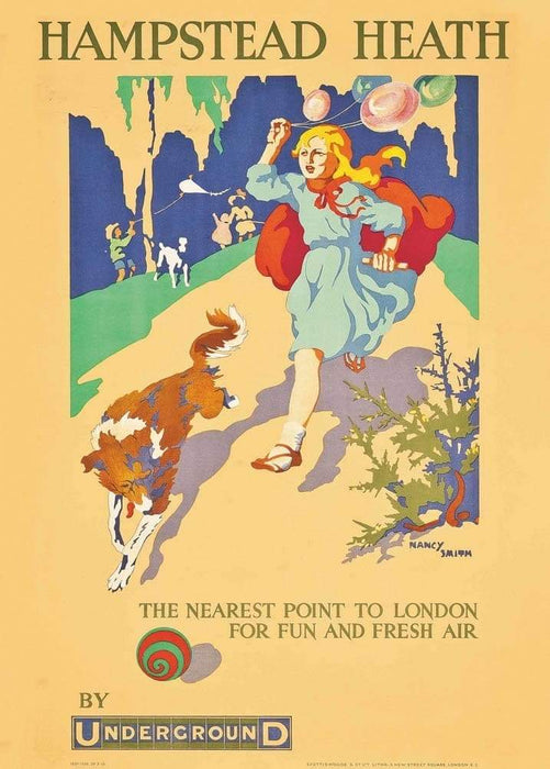 Vintage London Underground 'Hampstead Heath', 1915, Reproduction Classic English Travel Poster
