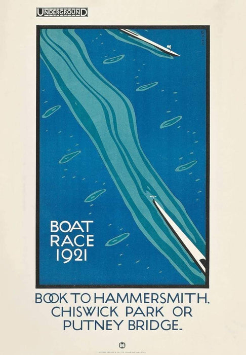 Vintage London Underground 'The Boat Race', 1921, Reproduction Art Deco English Travel Poster