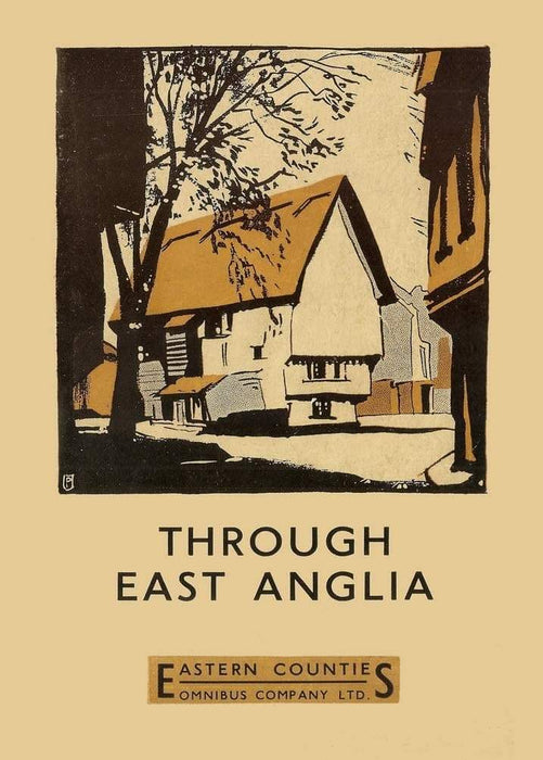 Vintage Travel England 'Through East Anglia', 1935, Reproduction Vintage Art Deco English Travel Poster