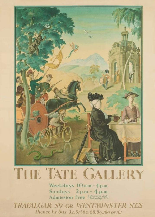 Vintage London Underground 'Tate Gallery', by Rex Whistler, 1905-1944, Reproduction Art Deco English Travel Poster