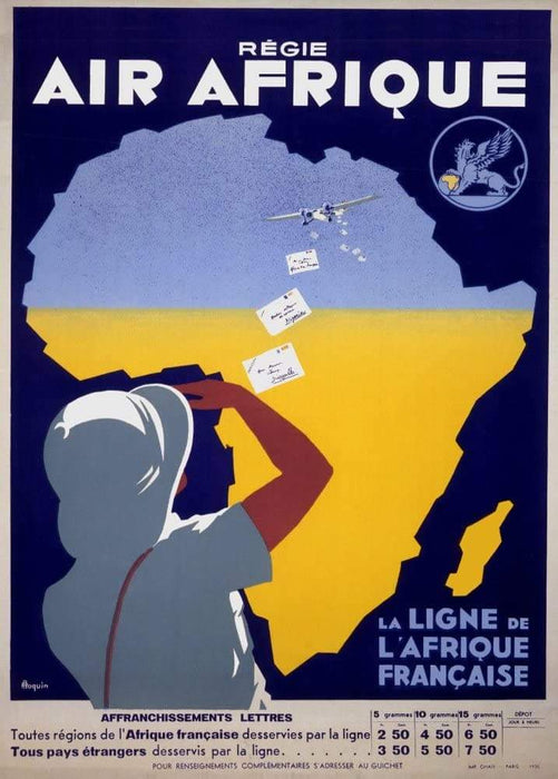 Vintage Travel Africa 'Air Afrique', France, 1935, Reproduction Vintage Art Deco Travel Poster