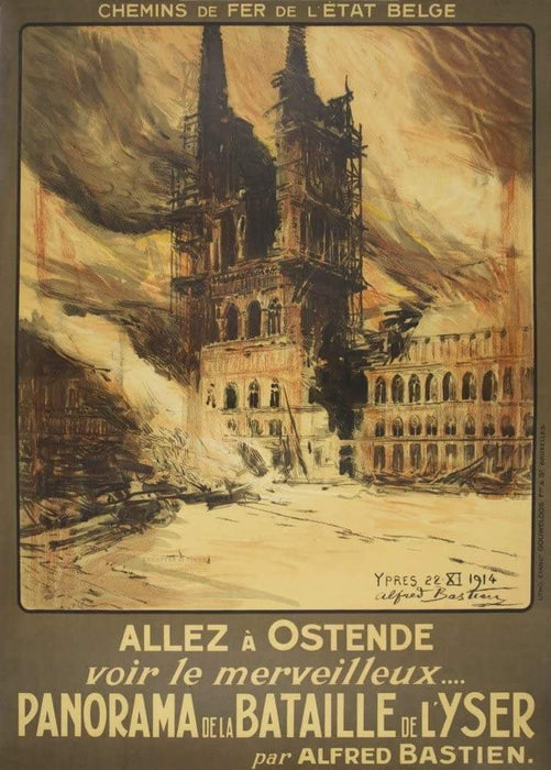 Vintage Travel Belgium 'Ostend Panaram of The Battle of The Yser', Belgium, 1910, Reproduction Vintage Poster