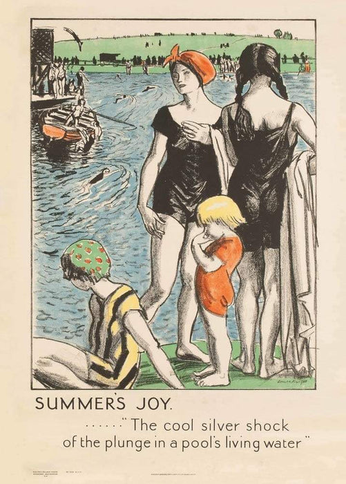 Vintage London Underground 'Summer Joy', 1921, Reproduction Art Deco English Travel Poster
