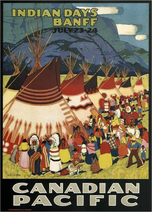 Vintage Travel Canada 'Indian Days at Banff with Canadian Pacific', 1925, Reproduction Vintage Art Deco Travel Poster