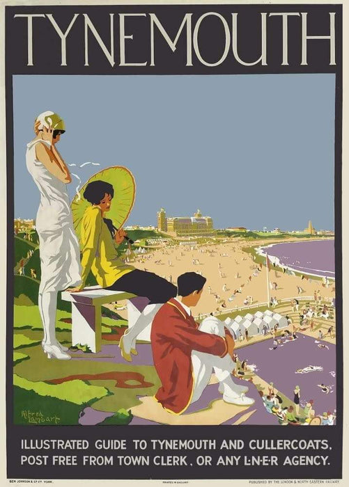 Vintage Travel England 'Tynemouth in Tyne and Wear', 1926, Reproduction Vintage Art Deco Travel Poster