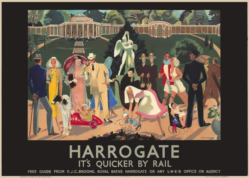 Vintage Travel England 'Harrogate in Yorkshire with London North Eastern Railway', Circa. 1920-30's, Reproduction Vintage Art Deco Travel Poster