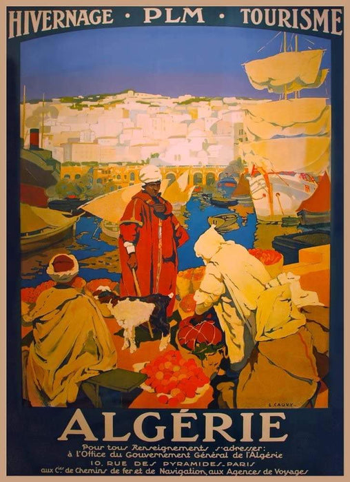 Vintage Travel Algeria 'Hivernage PLM Tourism', Algeria, 1930's, Reproduction Vintage Art Deco Travel Poster
