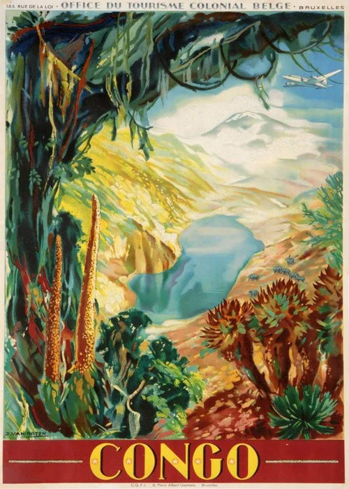 Vintage Travel Africa 'Congo Office of Toursim, Brussels', Belgium, 1930's, Reproduction Vintage Poster