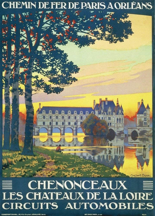 Vintage Travel France 'Chateu de Chenonceau, Indre-et-Loire', 1920, Reproduction Vintage Art Deco Travel Poster