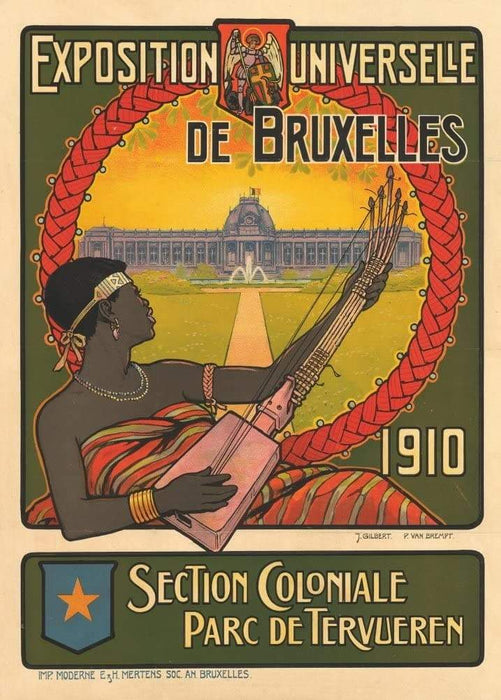 Vintage Travel Belgium 'Brussels Universal Exposition', Belgium, 1910, Reproduction Vintage Art Nouveau Travel Poster