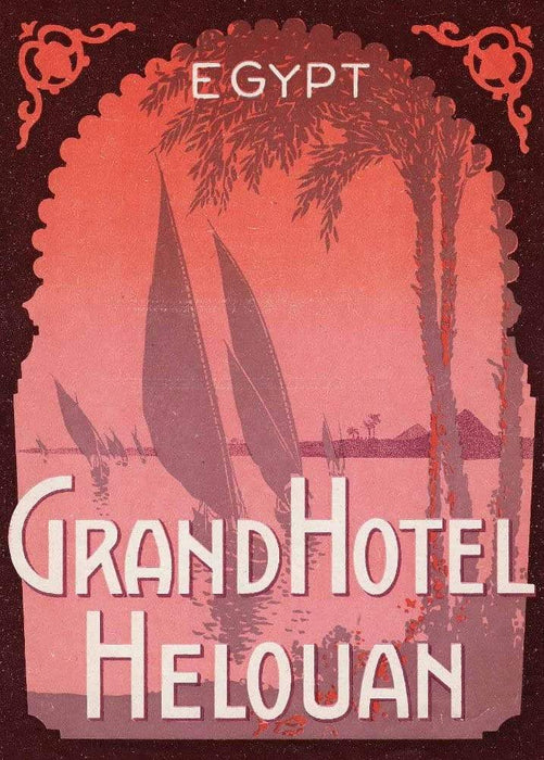 Vintage Travel Egypt 'Grand Hotel Helouan', Reproduction Vintage Travel Poster