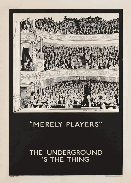 Vintage London Underground 'Merly Players', 1926, by Arthur Watts (1883-1935), Reproduction Vintage Art Deco Travel Poster