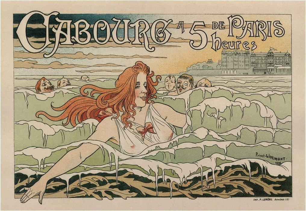 Vintage Travel Belgium 'Paris in Five Hours', Belgium, 1896, Henri Privat-Livemont, Reproduction Vintage Art Nouveau Travel Poste