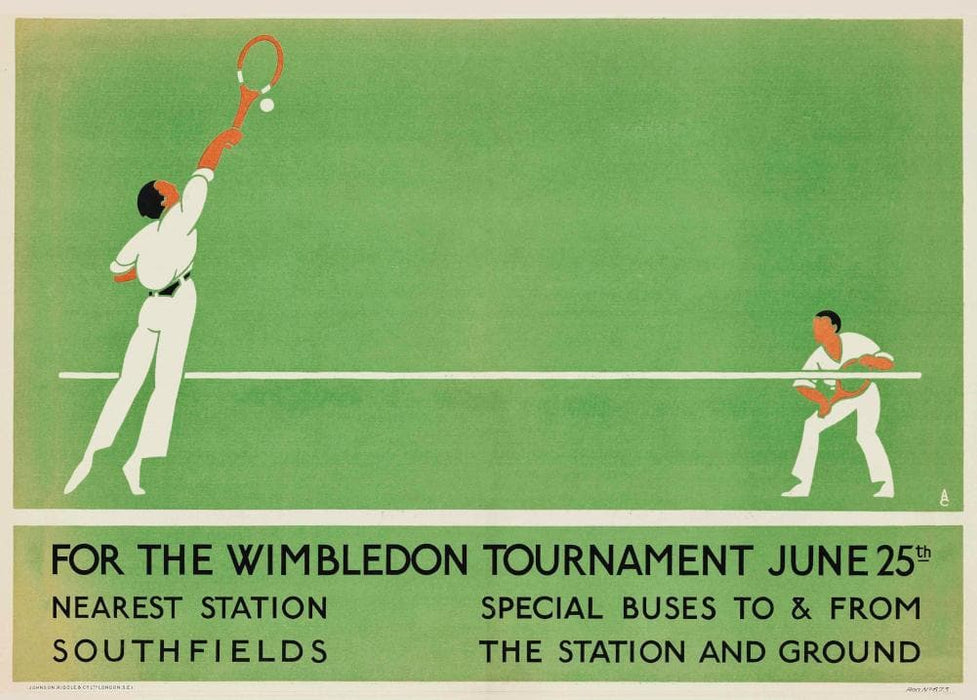 Vintage Tennis 'Wimbledon by London Underground', England, 1922, Reproduction Vintage Art Deco Sports Poster