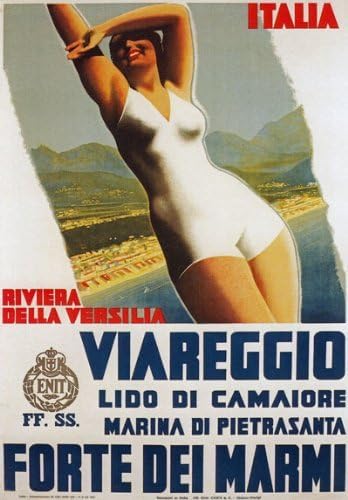 Vintage 1934 Viareggio Riviera Versilia Italy Italian Travel Poster Wall Art A3 & A4 Re-Print wall art poster – printed in Yorkshire