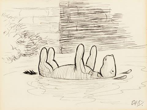Winnie the pooh 1926 illustration sketch of the Eeyore in the river by E.H. Shepard Poster Wall Art Print wall art poster – printed in Yorkshire