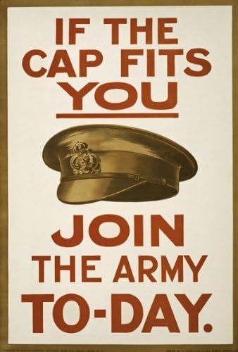 Vintage WWI British If The Cap Fits You Enlist Join The Army World War 1 Recruitment Poster WW1 Wall Art Print | wall art poster – printed in Yorkshire