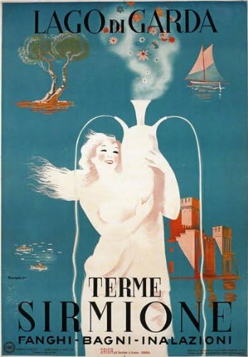 Vintage 1940's Italian Italy Lago Di Lake Garda Terme Sirmione Travel Poster Wall Art Print | wall art poster – printed in Yorkshire