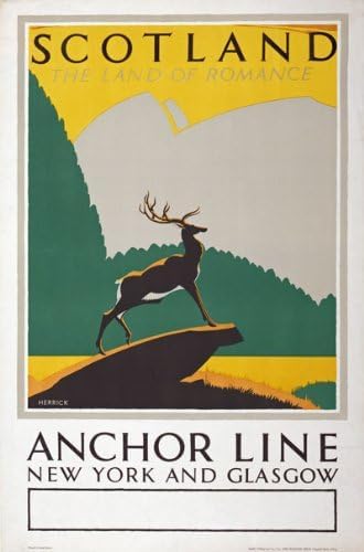 Vintage 1930's Scotland Land Of Romance Anchor Line Travel Poster Wall Art Print | wall art poster – printed in Yorkshire
