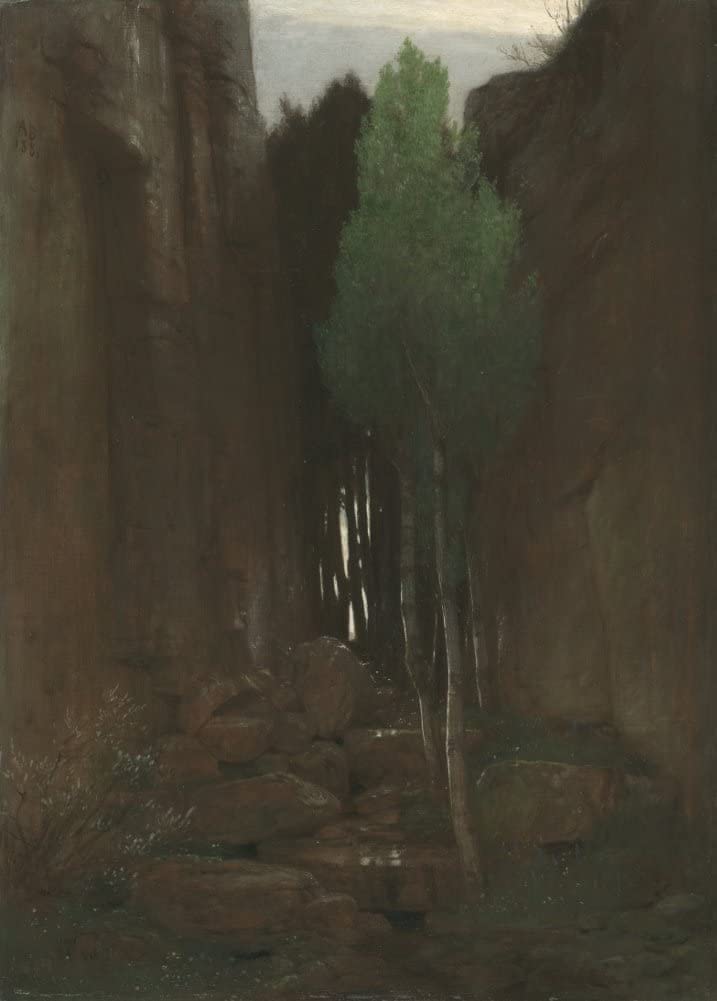 Arnold Bocklin 'Spring in a Narrow Gorge, Detail', Switzerland, 1881, Reproduction 250gsm A4 & A3 Vintage Classic Art Poster Print wall art poster – printed in Yorkshire