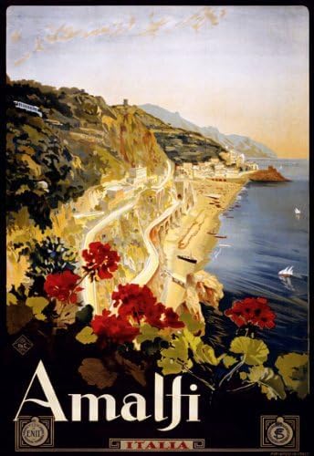Vintage 1920's Italian Italy Amalfi Salerno Travel Poster Wall Art Print | wall art poster – printed in Yorkshire