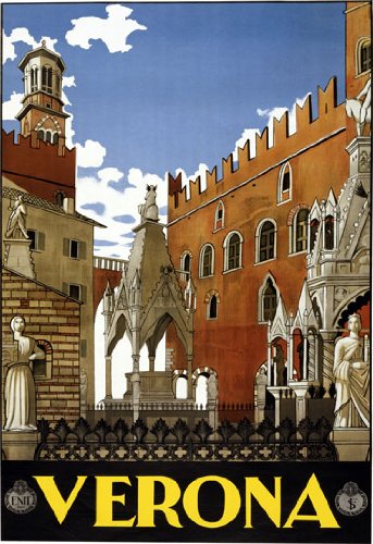 Vintage 1930's Italian Verona Italy Travel Poster Wall Art A3 & A4 Re-Print Reproduction Print Card wall art poster – printed in Yorkshire