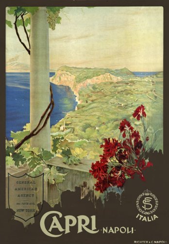 Vintage Italy Capri Napoli Naples Italian Travel Poster Wall Art A3 & A4 Re-Print wall art poster – printed in Yorkshire