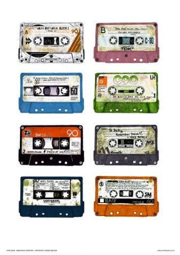 Analouge for Ever Cassette Tapes Pop Art Poster print A4 and A3 wall art poster – printed in Yorkshire