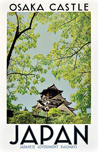 Vintage Japanese Osaka Castle Japan Travel Poster Wall Art A3 & A4s Prints wall art poster – printed in Yorkshire