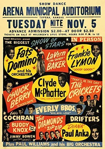 Vintage Fats Domino Chuck Berry Everly Bro Rock & Roll Concert Gig Band Advertisement Poster Print wall art poster – printed in Yorkshire