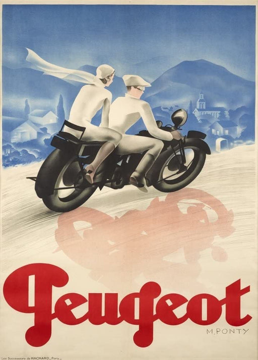 RPW Roystone Print Works Vintage Motorbikes 'Peugeot Motorbikes', France, Reproduction 250gsm A4 & A3 Vintage Art Deco Poster wall art poster – printed in Yorkshire