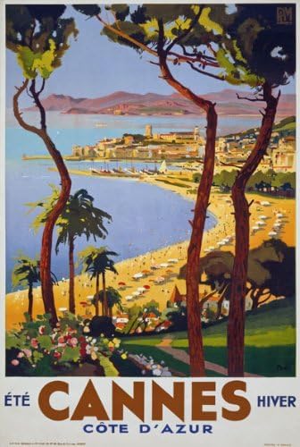 Vintage 1930's Cannes Cote D'Azur French Travel Poster Wall Art Print | wall art poster – printed in Yorkshire