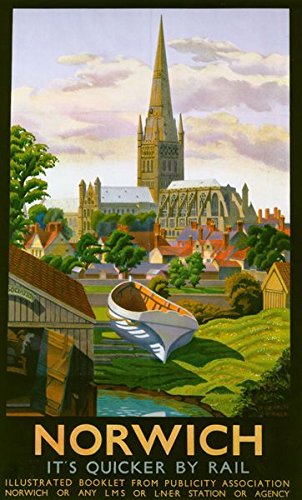 Vintage LNER Norwich Cathedral Railway Poster Wall Art A3 & A4 A3 Print wall art poster – printed in Yorkshire