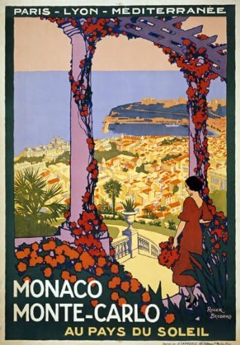 Vintage 1920 Monaco Monte-Carlo Au Pays Du Soleil Travel Poster Wall Art Print | wall art poster – printed in Yorkshire