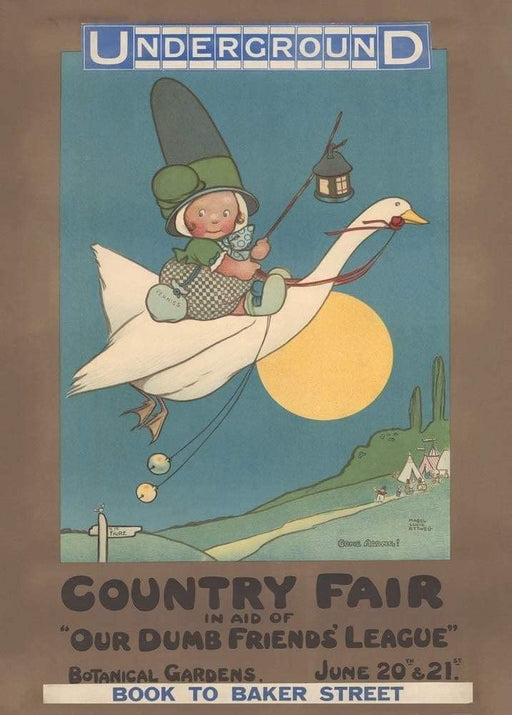 RPW Roystone Print Works Vintage London Underground 'Our Friends Country Fair', 1913, by Mabel Lucie Attwell, Reproduction Classic English Travel Poster wall art poster – printed in Yorkshire