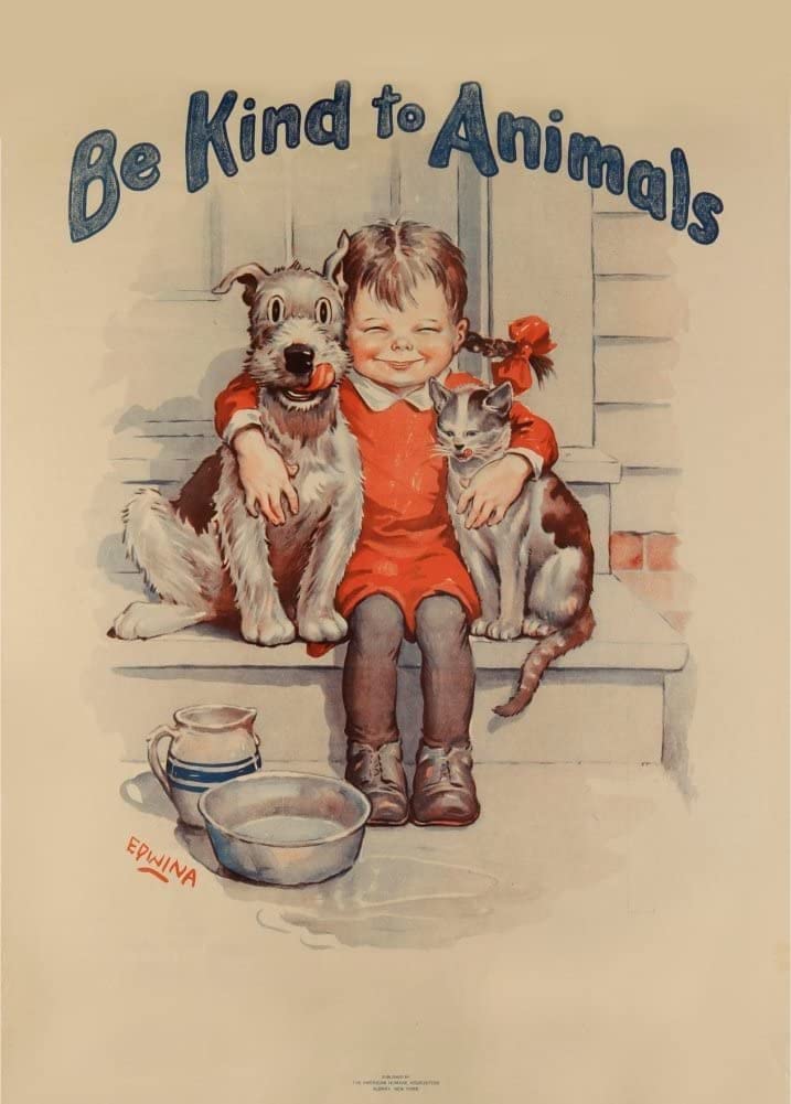 RPW Roystone Print Works Vintage Pets & Veterinary 'Be Kind to Animals', U.S.A, 1934, Reproduction 250gsm A4 & A3 Vintage Poster wall art poster – printed in Yorkshire