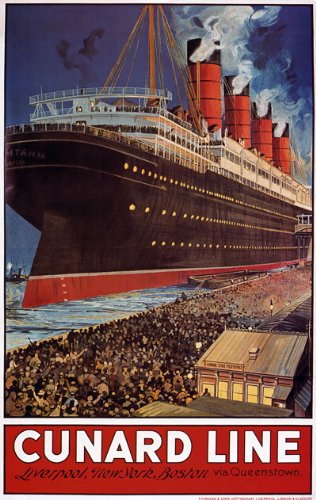 Vintage Cunard Line Liverpool-New York Cruise Ship Shipping Travel Poster Wall Art A3 & A4 Re-Print wall art poster – printed in Yorkshire