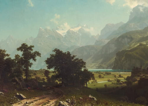 Albert Bierstadt 'Lake Lucerne, Detail', Germany, 1858, Reproduction 250gsm A4 & A3 Classic Art Poster Print wall art poster – printed in Yorkshire