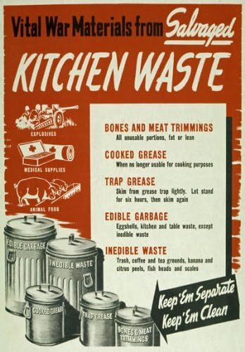 Vintage WWII Kitchen Waste War Materials World War 2 Poster WW2 Wall Art Print | wall art poster – printed in Yorkshire
