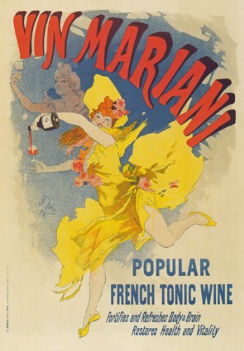 Vintage 1894 Vin Mariani Jules Cheret French Tonic Wine Poster Wall Art A3 & A4 Re-Print wall art poster – printed in Yorkshire